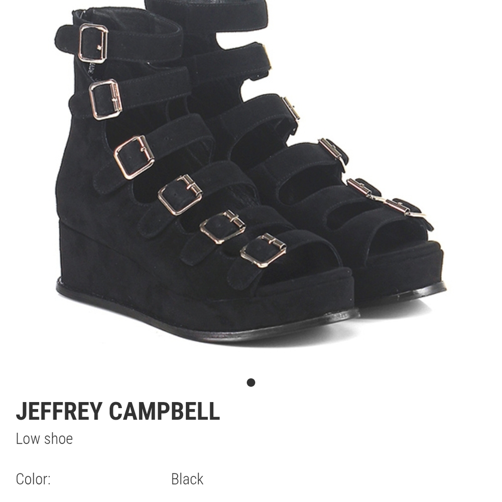 IN SEARCH OF Jeffrey Campbell Black Wedge Sandals